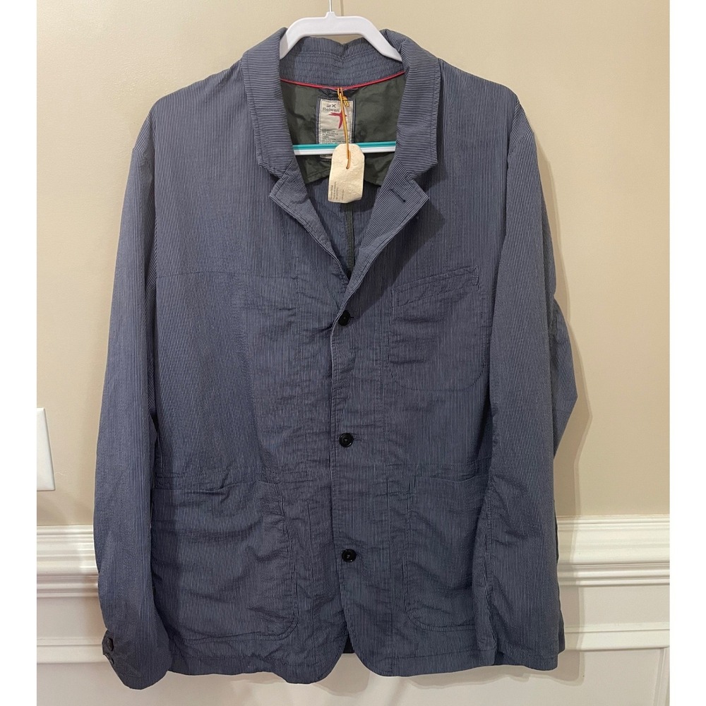 Relwen Huckberry Tropical Trap Blazer Navy Blue Stripe Size 2XL 2X NWT Jacket